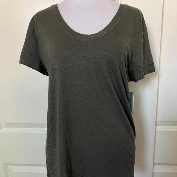 NWT Susina Nordstrom Rack Grey Scoop Neck Short Sleeve T Shirt Large Petite NEW - Picture 1 of 5